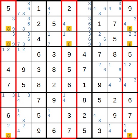 Beispiel 2_2 für Schwertfisch in Sudoku